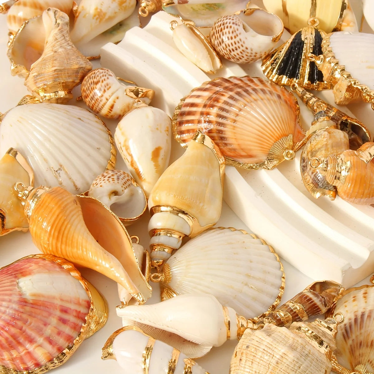 18 Piece Natural Shell Pendant Set for DIY Jewelry Making Assorted Seashell Charms for Necklaces Bracelets and Earrings