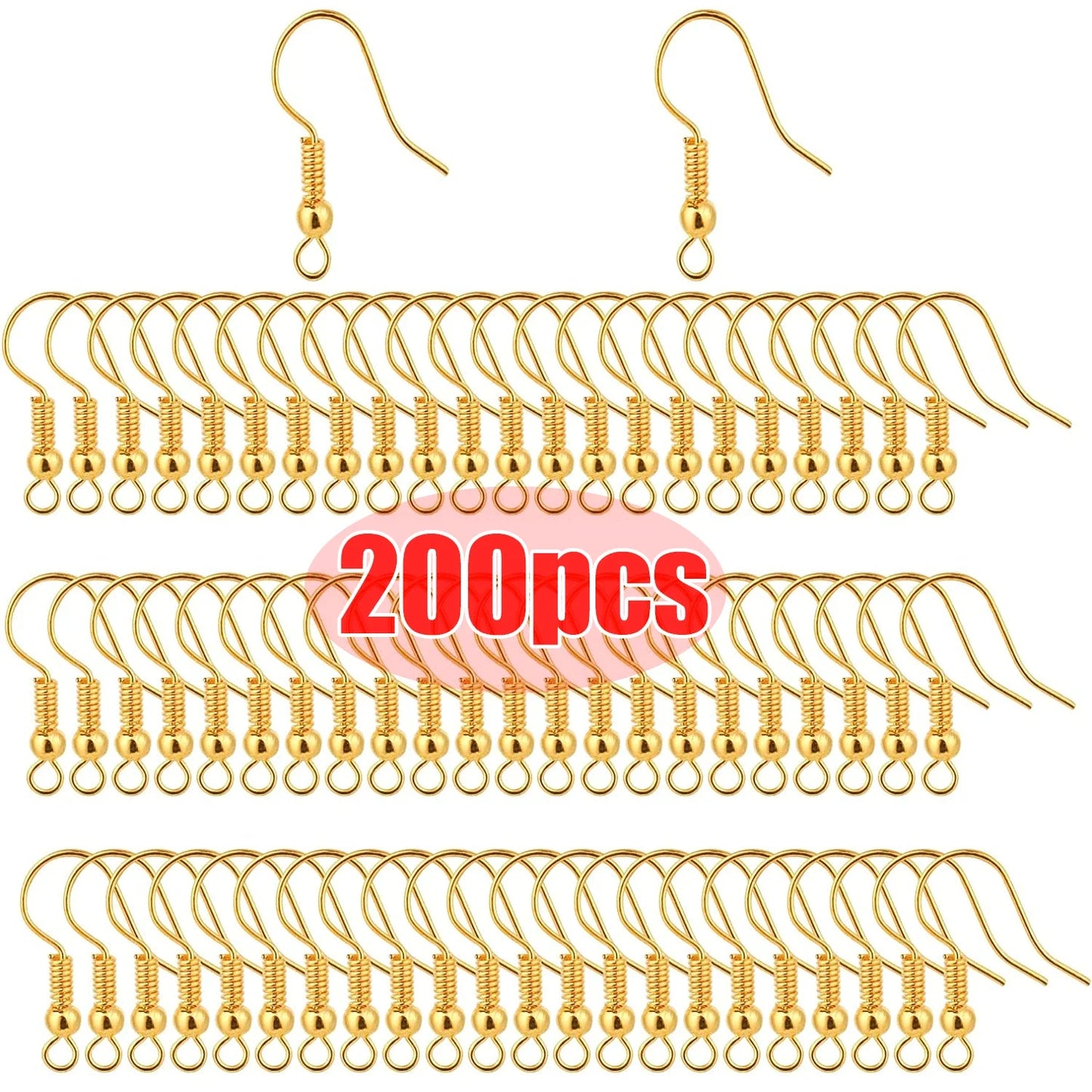 100/200pcs DIY Earring Findings Stainless Steel Hooks Hypoallergenic Earwires
