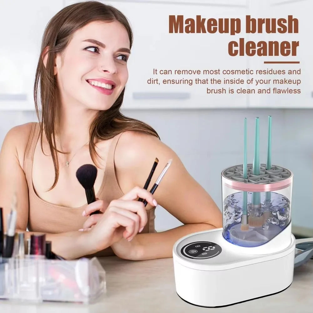 Electric Makeup Brush Cleaner Automatic Cosmetic Brushes Cleaner USB Rechargeable Brush Cleaning Drying Machine for Salon