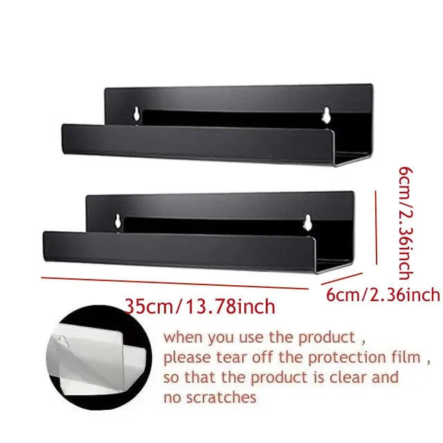 2pcs Acrylic Vinyl Record Display Stand Wall Mounted Shelf Organizer