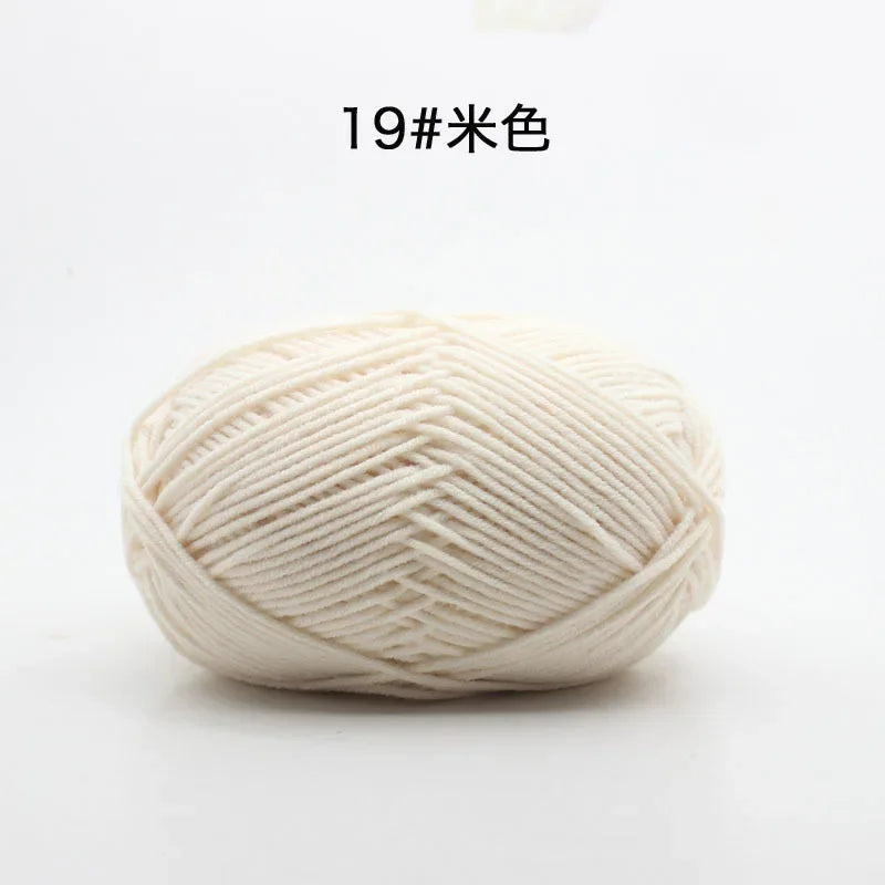Likeecords 4-Strand Milk Cotton Yarn 60g Soft Baby Yarn for Knitting and Crochet