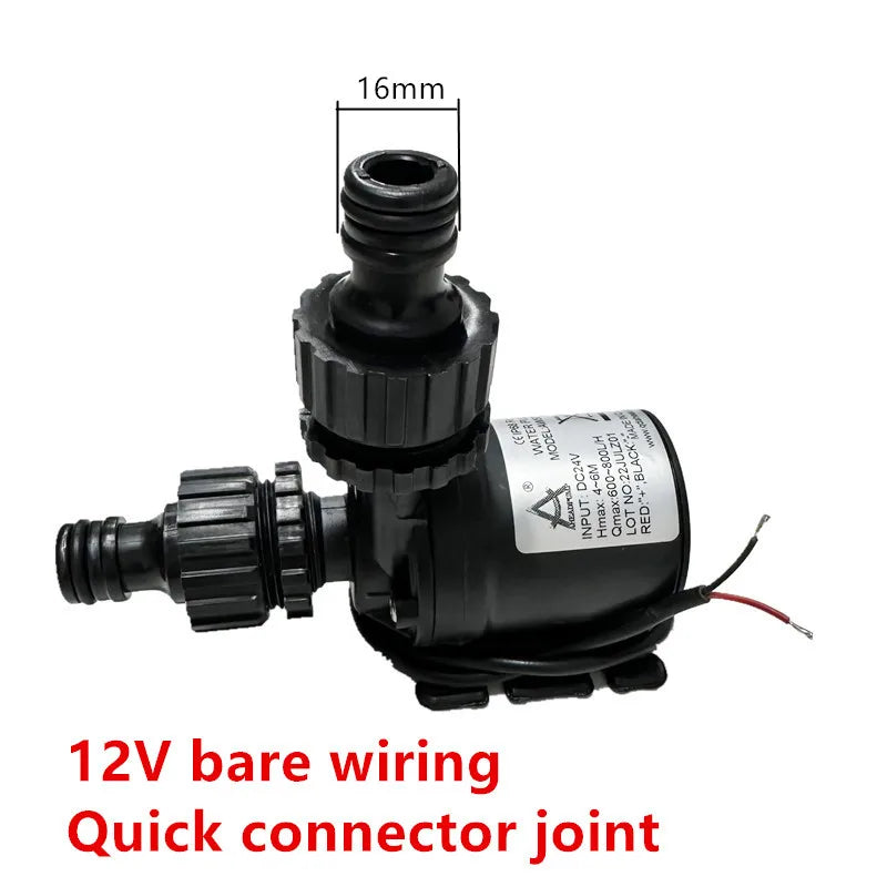 Bomba de refuerzo sumergible con motor sin escobillas, 12 V, alto voltaje, súper silenciosa, CC 24 V, elevación de 5 m, 800 l/h, unión rápida