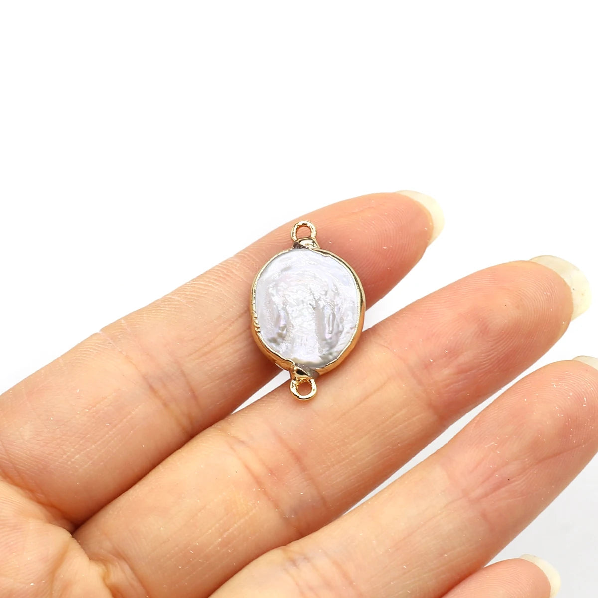 2pc Natural Oval Baroque Pearl Pendants Gold Plated Double Hole Connector for Fashion Jewelry Making Diy Women Necklace Bracelet