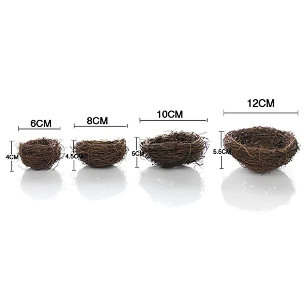 Nature Bird Nest Rattan Birds Nest Handmade Craft Vine Simulation Bird Nest Egg Decor Props Home Garden Window Decoration