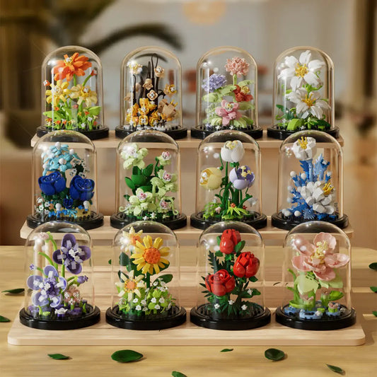 Building block flower eternal rose small particle building block assembly toy Birthday Christmas gift desktop decoration