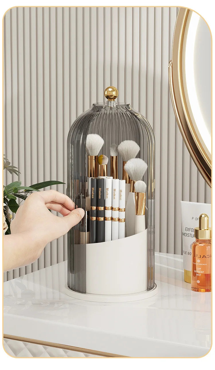 360 Degree Rotating Makeup Brush Holder With Lid Luxury Organizer