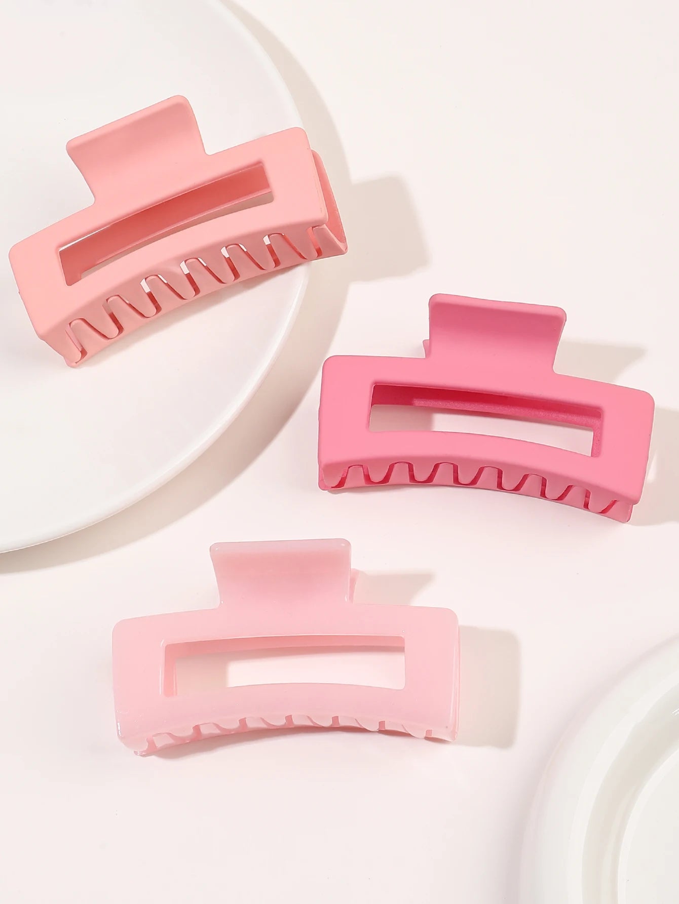 4 Pcs Pink Large Hair Claw Clips 3.4" Non-slip Big Square Matte for Women Girls, Strong Hold Banana Clips for Thick Thin Hair