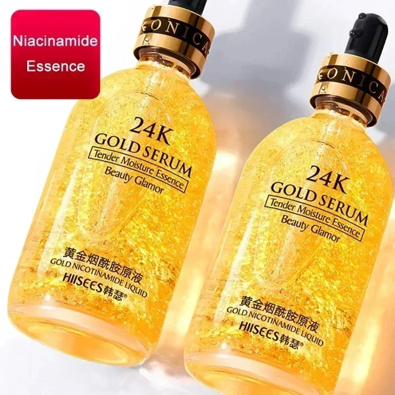 24K Gold Face Serum Hyaluronic Acid Day Cream Repair Face Pores Essence Moisturizer Brightening Serum Cream Skin Care