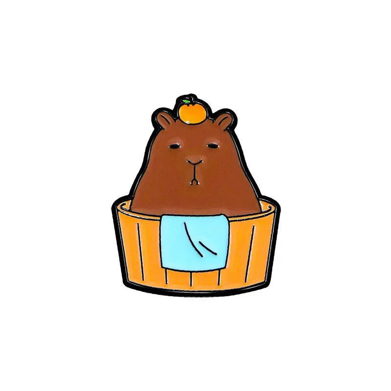 Elviragirl 1Pcs Cute Cartoon Capybara Enamel Brooch Pin