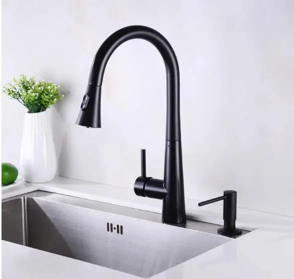 500ml Built-in Pump Kitchen Liquid Soap Dispenser Brass Brushed Nickel Elegant Design for Sink Counter Black Hand Pressure