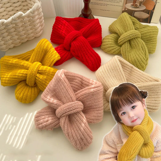 Simple Fashion Baby Scarf Candy Color Woolen Knitted Scarves for Kids Winter Warm Neckerchief