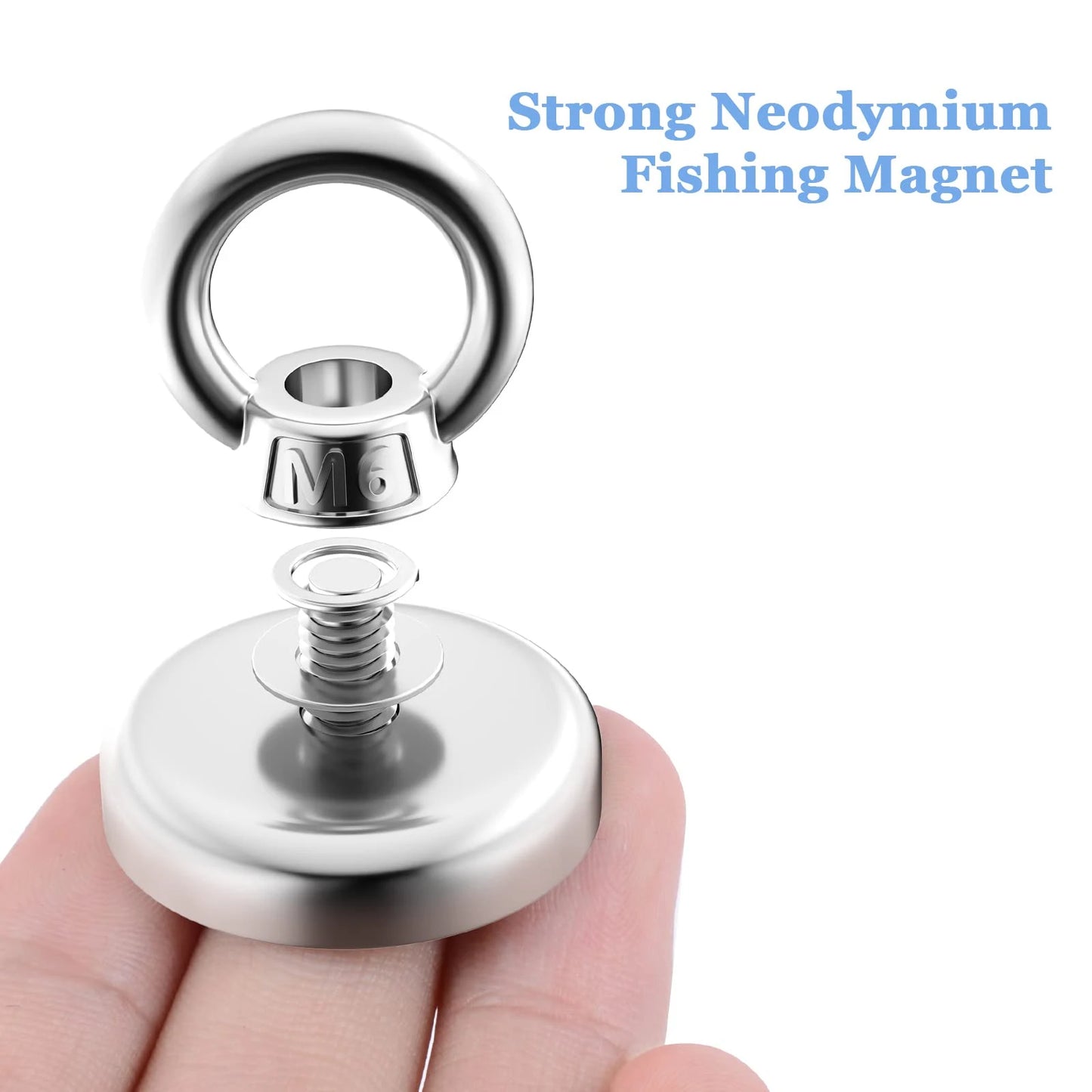 Super Strong Neodymim Fishing Imans Hooks N52 Heavy Duty Imans with Countersunk Hole Eyebolt Salvage Searcher Magnts