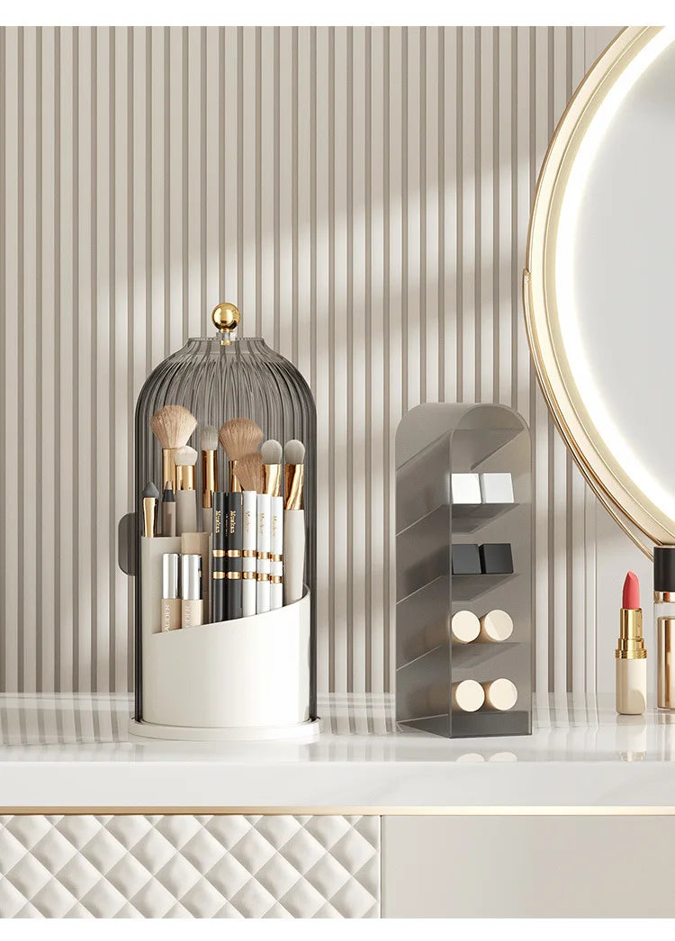 360 Degree Rotating Makeup Brush Holder With Lid Luxury Organizer