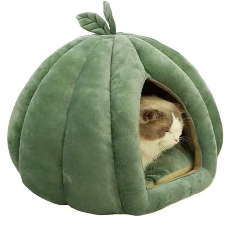 Pumpkin Cat Bed Cat House Enclosed Cat Bed Cat Cave Thickened Halloween Pet Bed Cat Hideaway For Kittens Small Dogs Winter Home