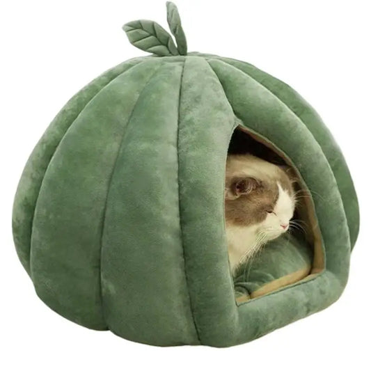 Pumpkin Cat Bed Cat House Enclosed Cat Bed Cat Cave Thickened Halloween Pet Bed Cat Hideaway For Kittens Small Dogs Winter Home