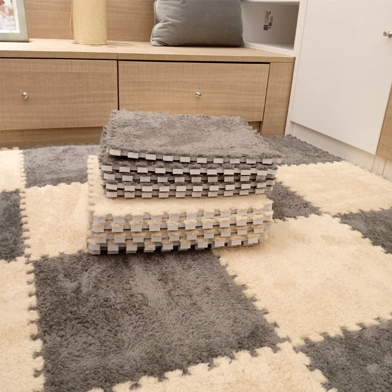 Soft Plush Baby Play Mat Puzzle Foam Carpet 30x30x1CM for Kids Room Safe and Comfortable Play Environment