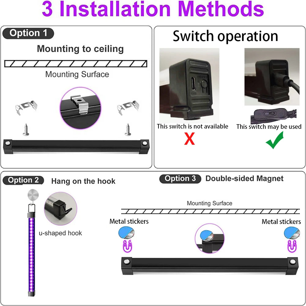 UV Black Light for Room and Cabinet Decoration 1 or 2 Pieces Ideal for Halloween Parties Body Painting and Glow Events
