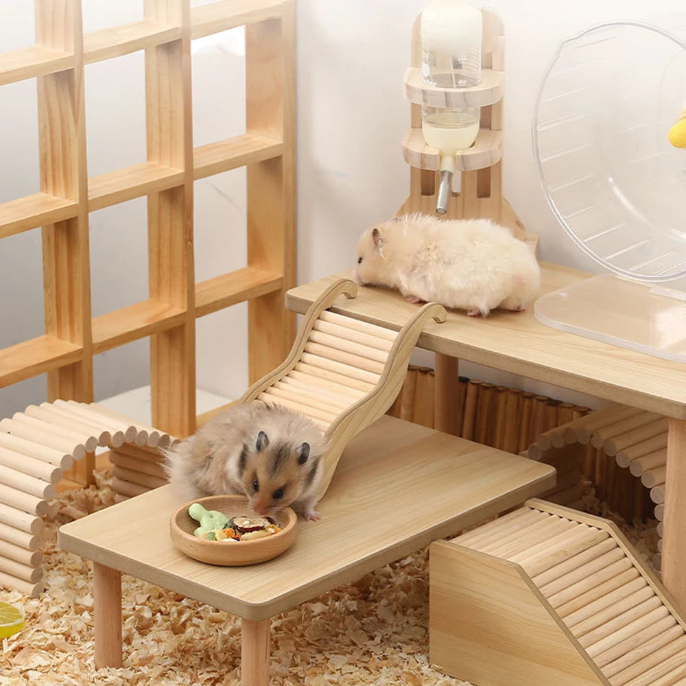 1PC Small pet supplies, cages, decorative accessories, wooden wavy stairs, hamster toys, curved chutes, small animals
