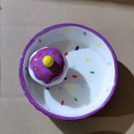 Ceramic Cake Hamster Bowl Small Pet Food Bowl for Home Use Multi-color Small Jewelry Box  Rabbit Feeder Parrot Supplies