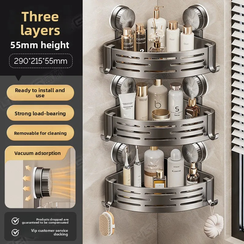 Bathroom suction cup triangular basket storage rack, bathroom washbasin corner, no need to drill holes, wall-mounted toilet