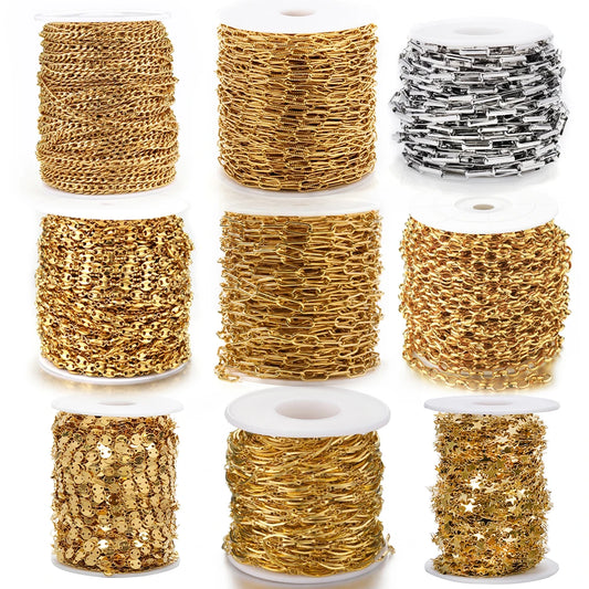 1Meter Gold Stainless Steel Chain Multi Styles for DIY Jewelry