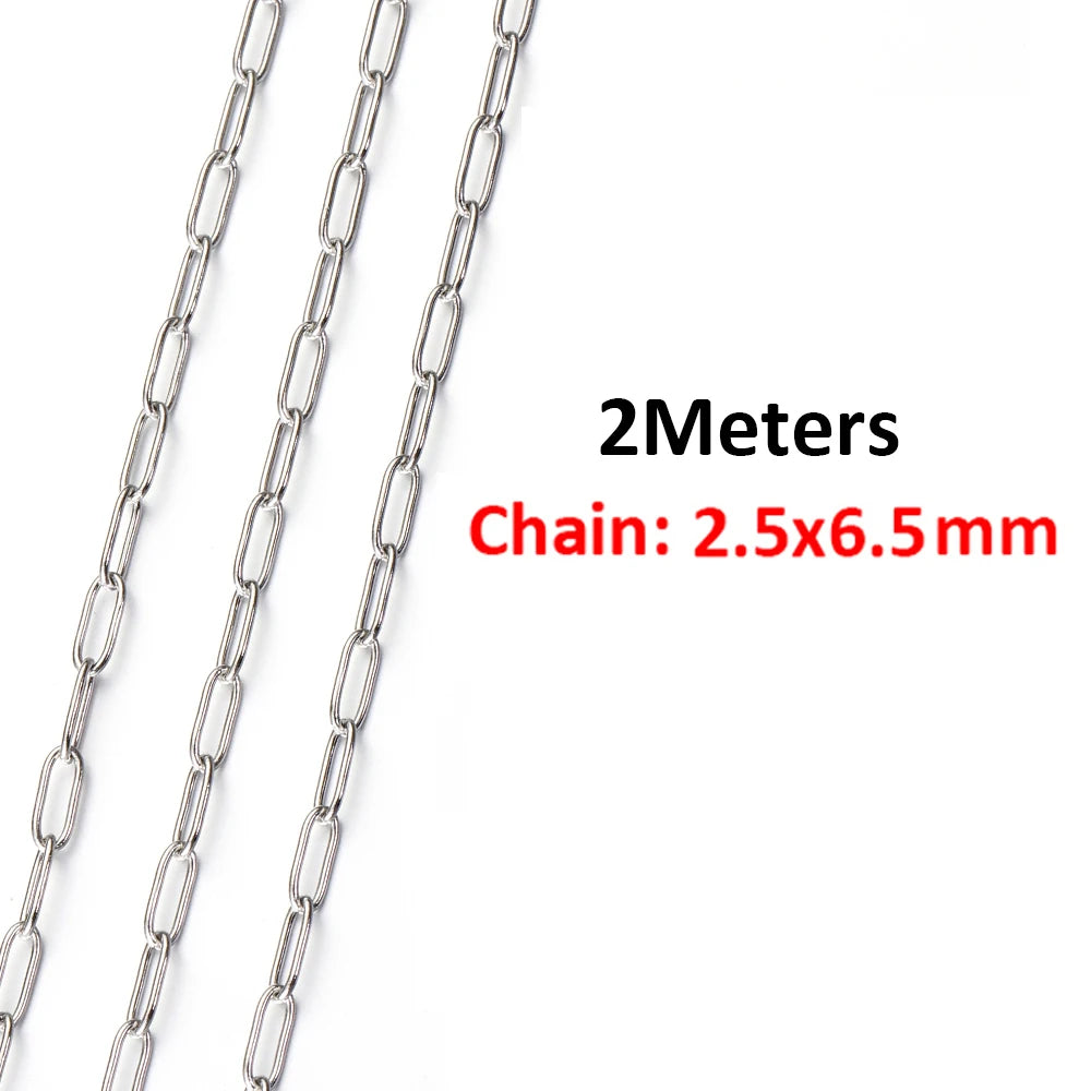 2 Meters/1 Meter High Quality Gold Color Stainless Steel Chain for DIY Jewelry Making