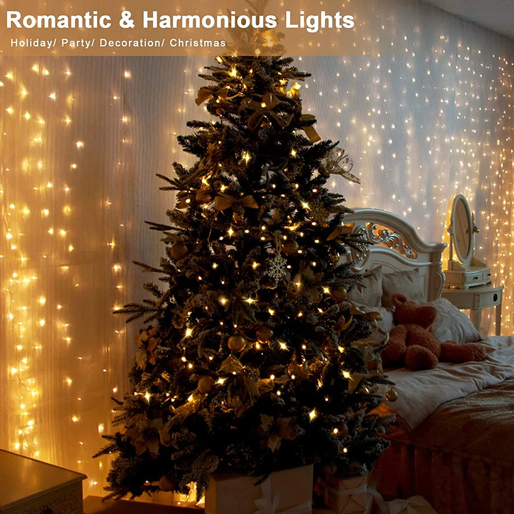 LED Curtain Garland Lights 8 Modes USB Power Remote Control Waterproof Fairy Light  Festive Lighting Wedding Christmas Decor
