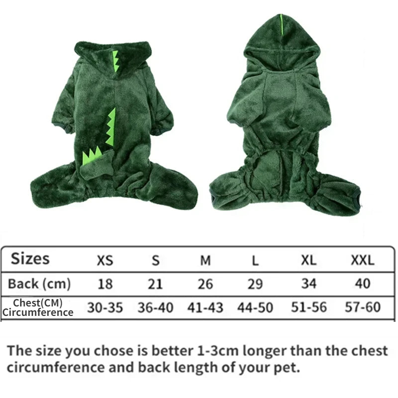 Pet Clothing Dog Cat Autumn and Winter Thickened Warm Blue Dinosaur Hooded Coat Puppy Costume For Small Medium Dogs