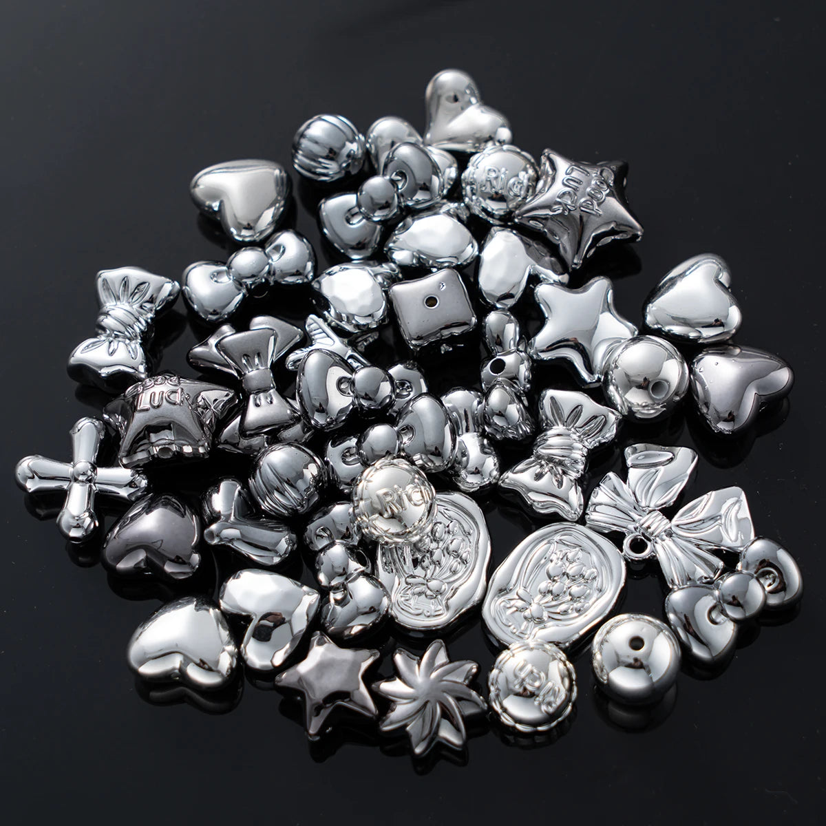 20g Y2K Mixed Bowknot Flower Heart Acrylic Cute Beads for DIY Jewelry Craft