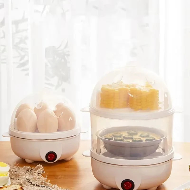 Multifunctional Egg Boiler Electric Egg Steamer Cooking Breakfast Machine Double Layers Egg Cooker Mini Steamer Poacher Kitchen