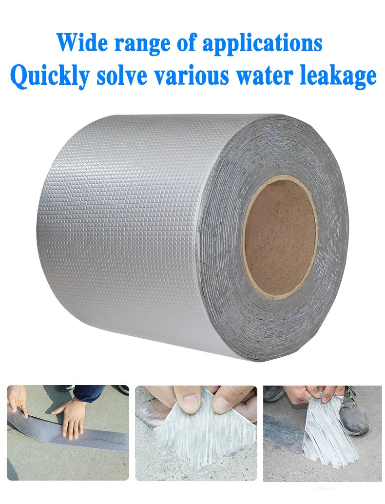 Waterproof Tape High Temperature Resistance Aluminum Foil Thicken Butyl Tape Wall Pool Roof Crack Duct Repair Sealed Self Tape