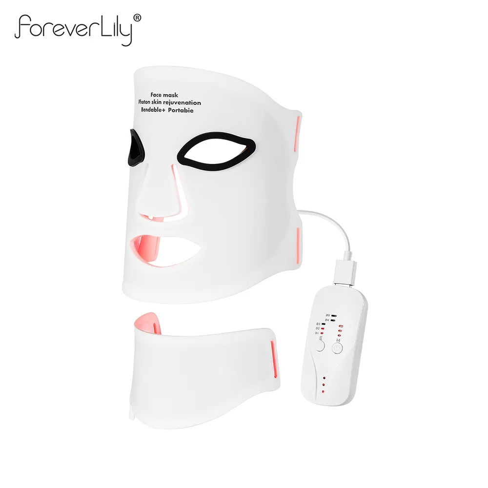 Silicone LED Mask Face With Neck 7 Colors Photon Therapy