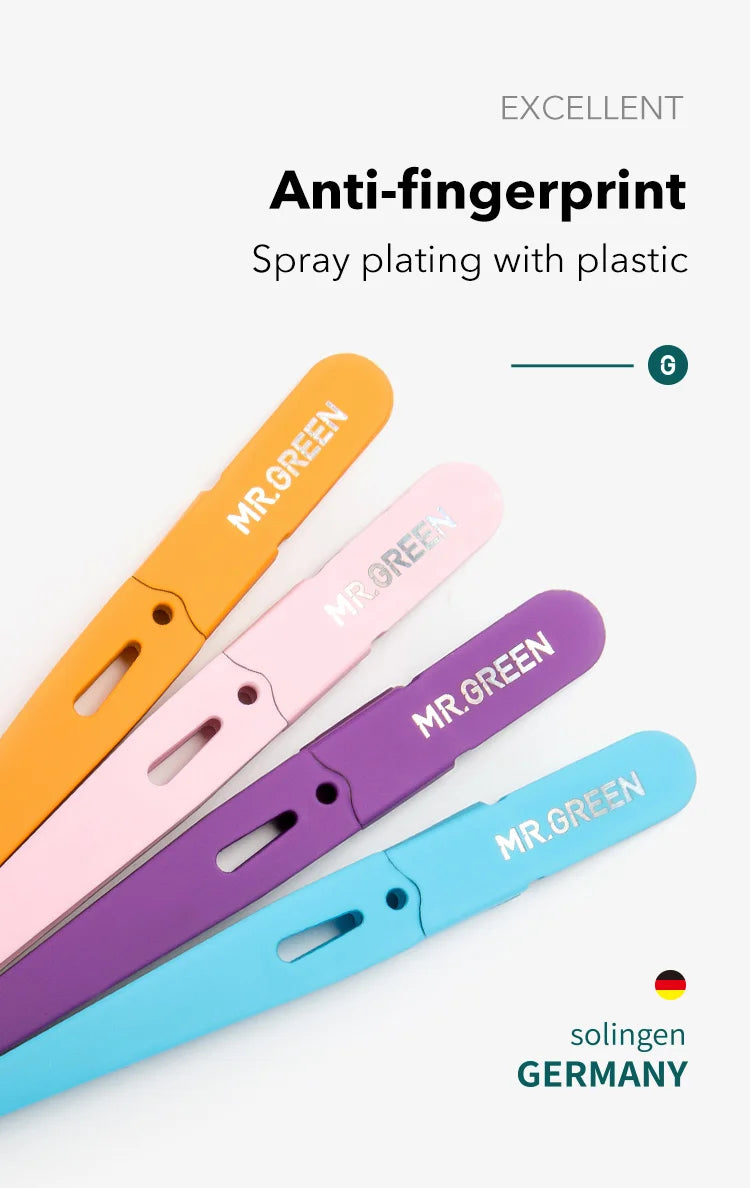 MR Green Stainless Steel Slanted Eyebrow Tweezers Colorful Beauty Tool for Precision Hair Removal