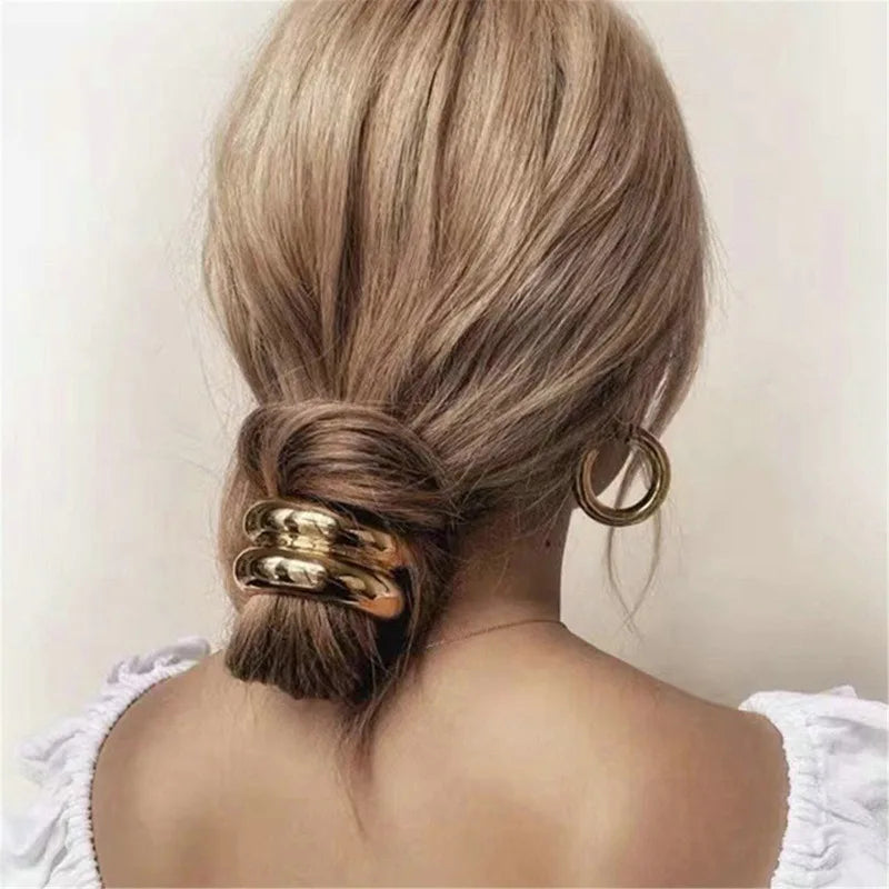 New Fashion Metal Irregular Double-Layer Hair Bands Ropes Women Headband Elastic Hairband Ponytail Holder Hair Accessories