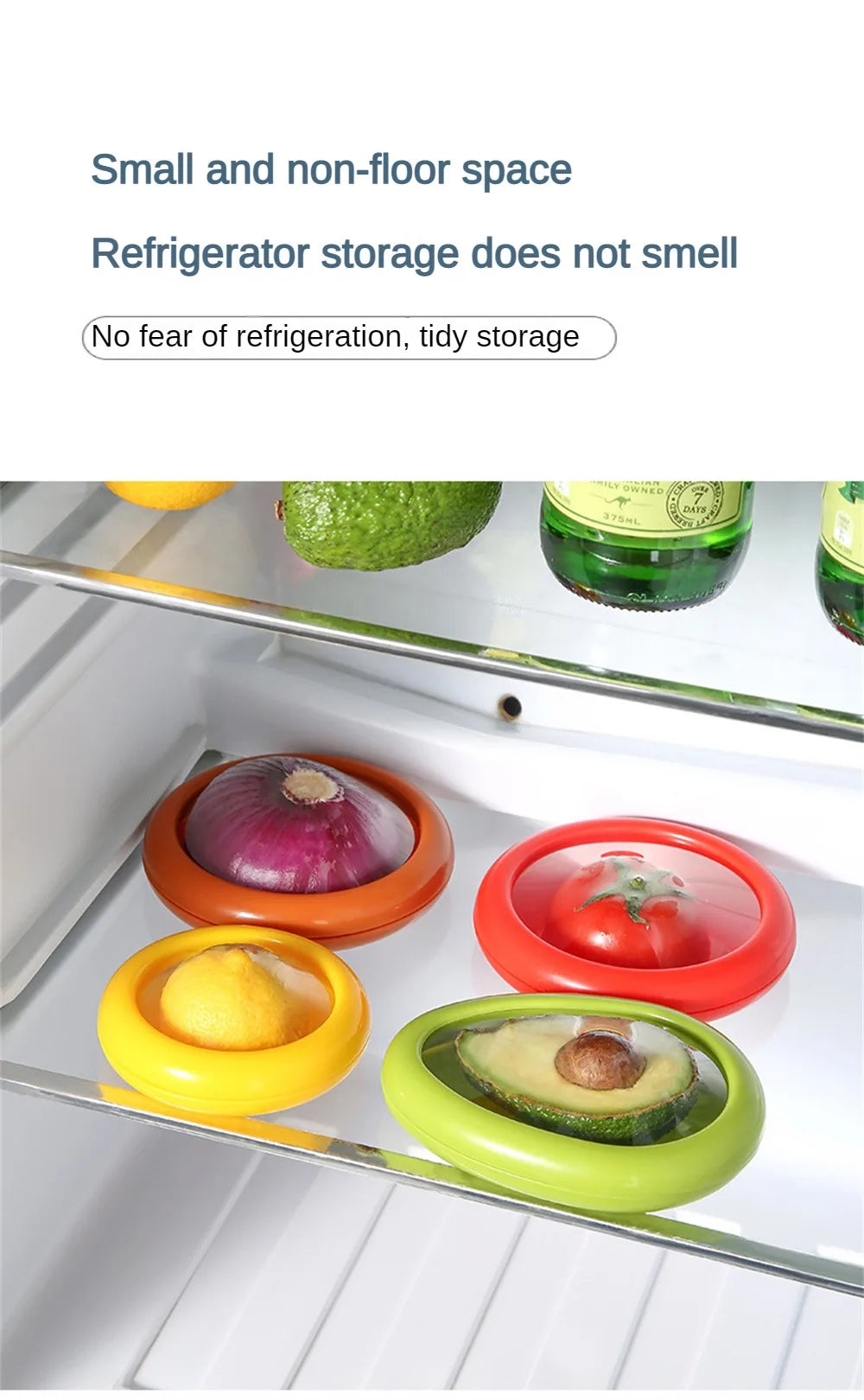 1pc Fruit Fresh-keeping Cover Avocado Food Storage Box Vegetable Preservation Seal Cover Colored Kitchen Tools Kitchen