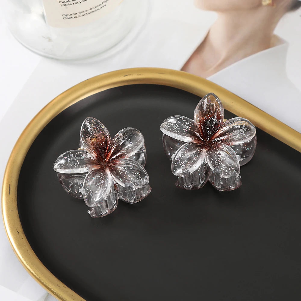 2pcs/set Flower Hair Pin Claws For Girls Korean Hairpin Hair Claw Hair Clip Women Sweet Hair Accessories Small Size Hair Claw