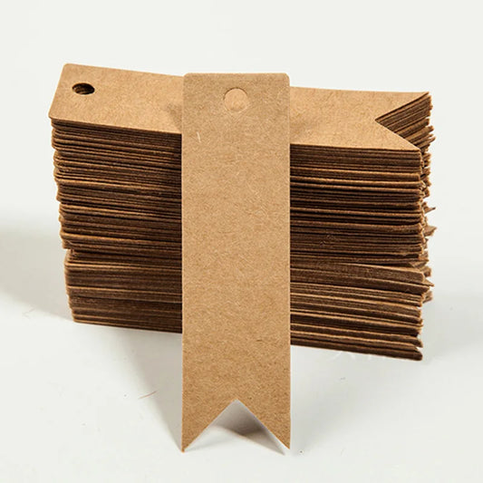 100pcs Thank You Tags - White Brown Kraft Paper Hang Tags for Gifts, DIY Crafts, Apparel Accessories