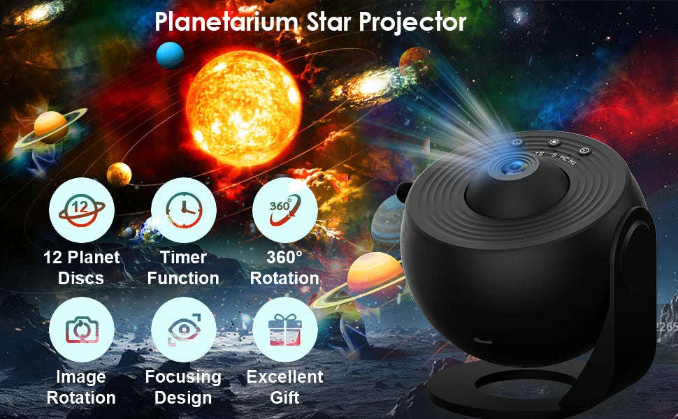 Planetarium Projector Night Light Galaxy Projector 360 Degree Rotation HD Star Projector For Bedroom Ceiling Decor