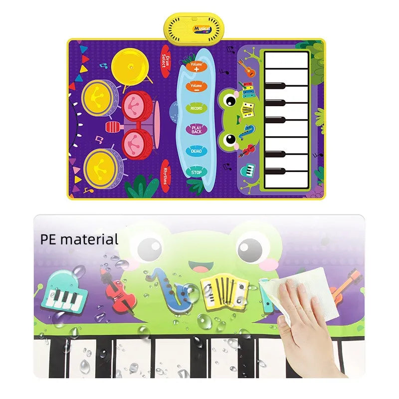 Baby Musical Piano Drum Play Mat 2 in 1 Interactive Dance Mat for Kids and Toddlers with Sounds and Lights