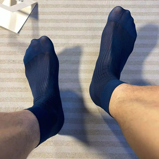 CLEVER-MENMODE Men Socks Short Ultra-thin See Through Stockings Business Dress Tube Stockings Sexy Sheer Breathable Socks