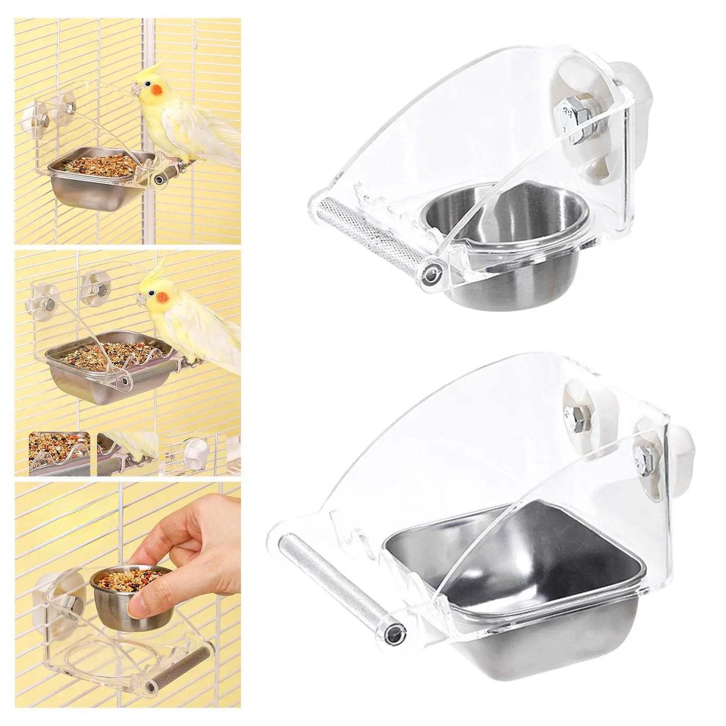 No Mess Bird Feeder for Cage Parakeet Feeder Sturdy with Anti Slip Stand Dispenser for Parrot Conures Bird Small Cockatoos