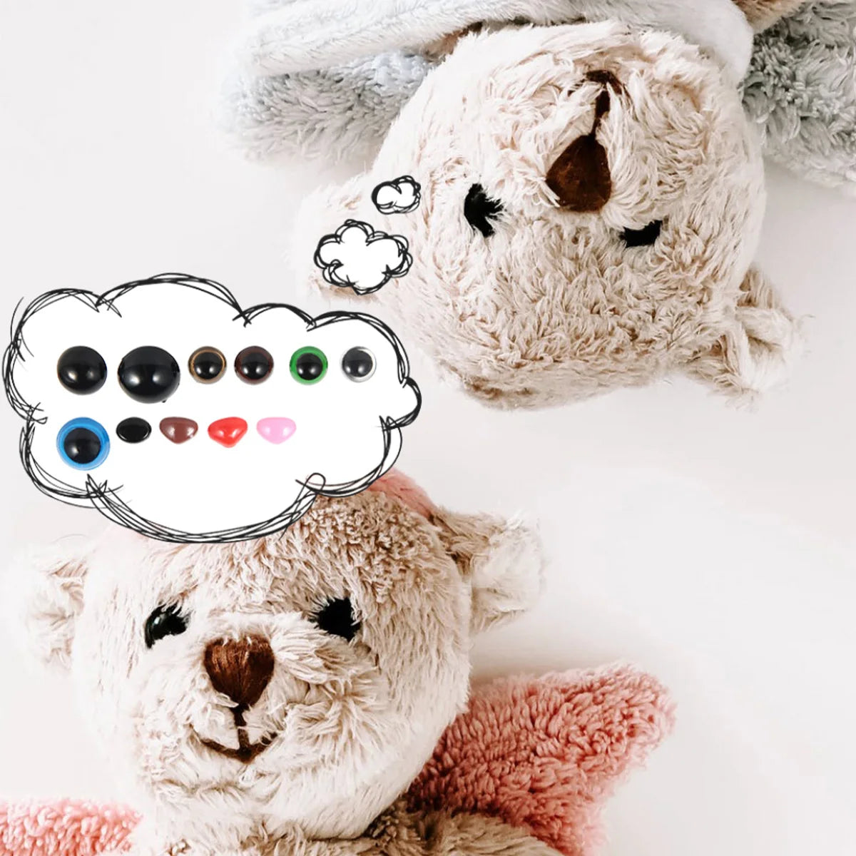 150/500 Pcs Doll Making Eyes Black Multiple Sizes for DIY Plush Toys and Crafts