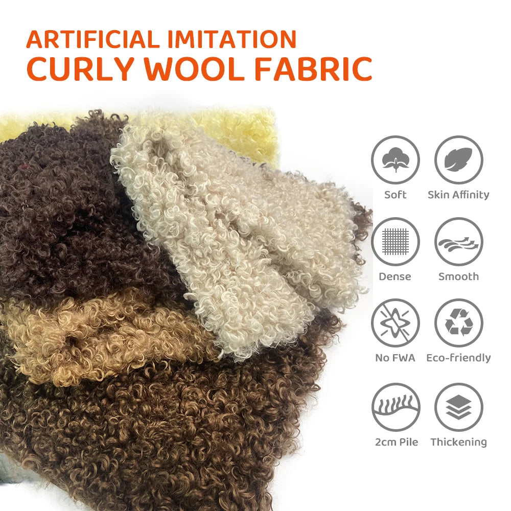 Teddy Fur Plush Fabric Polyester Soft Velvet for DIY Doll Hair Non Elastic Solid Color by Meter