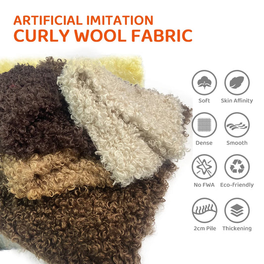 Teddy Fur Plush Fabric Polyester Soft Velvet for DIY Doll Hair Non Elastic Solid Color by Meter