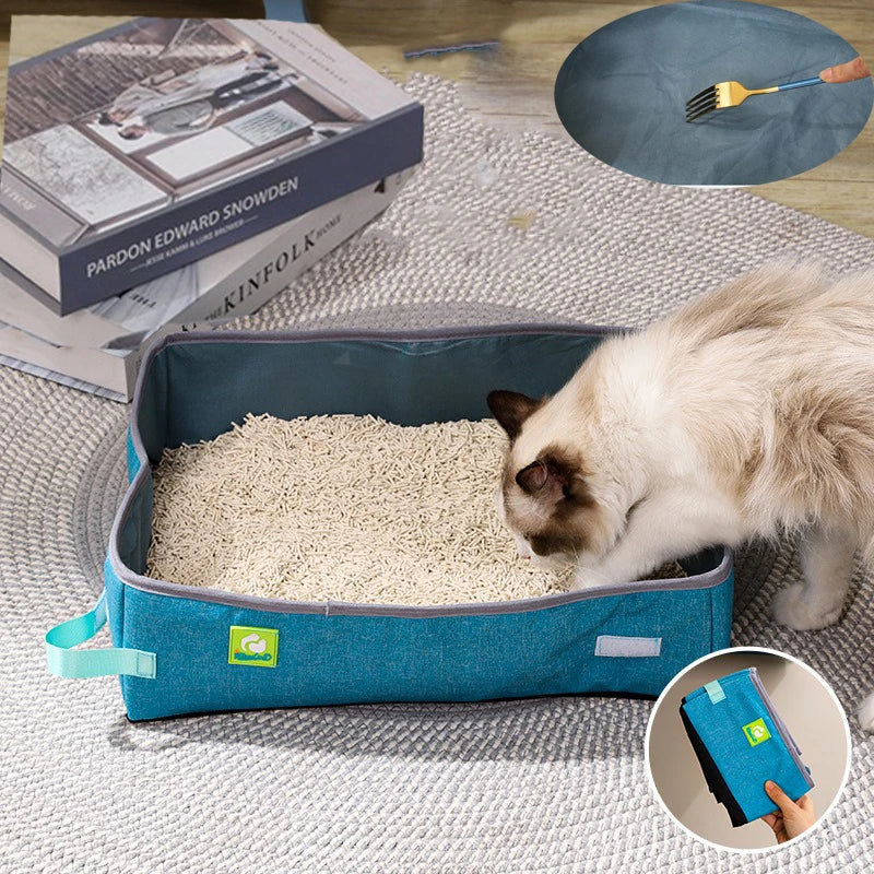 Semi Enclosed Cat Litter Box, Portable Waterproof Oxford Cloth