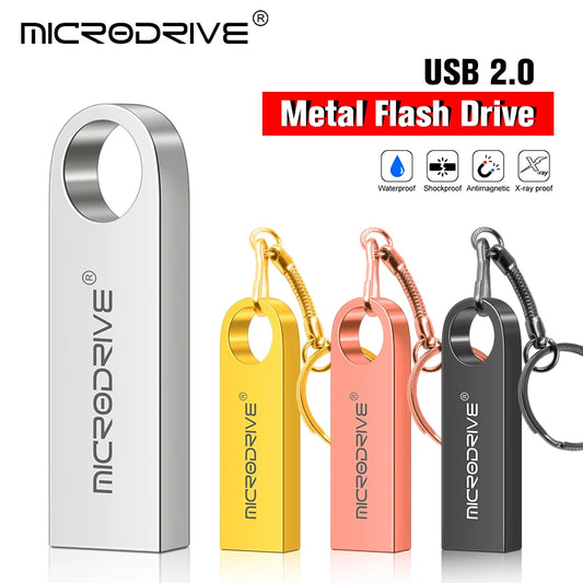 Memoria flash de alta velocidad de 8 GB, 32 GB, 128 GB, 64 GB, memoria USB 2.0 resistente al agua, llave de metal con logotipo personalizado