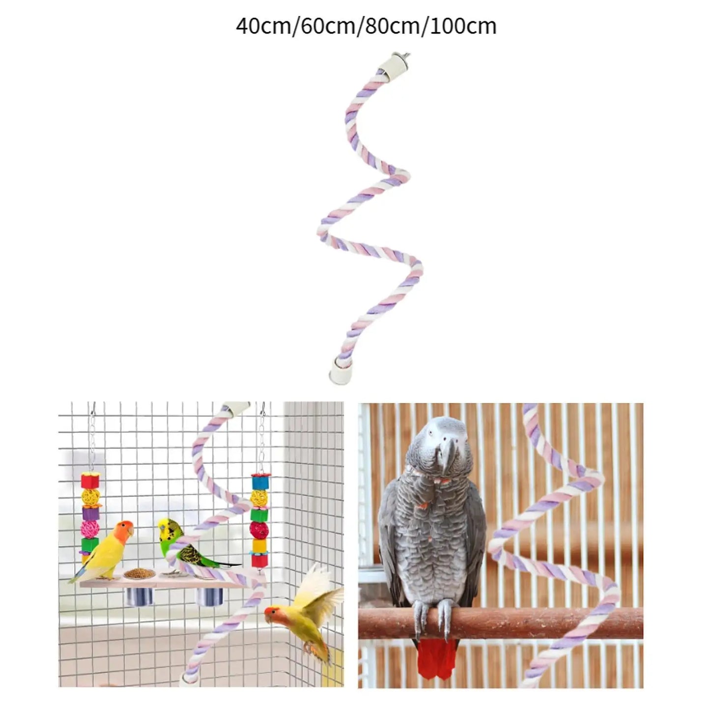 Rope Perch for Bird Cages Spiral Rope Perch Ladders Climbing Cage Stand Pole