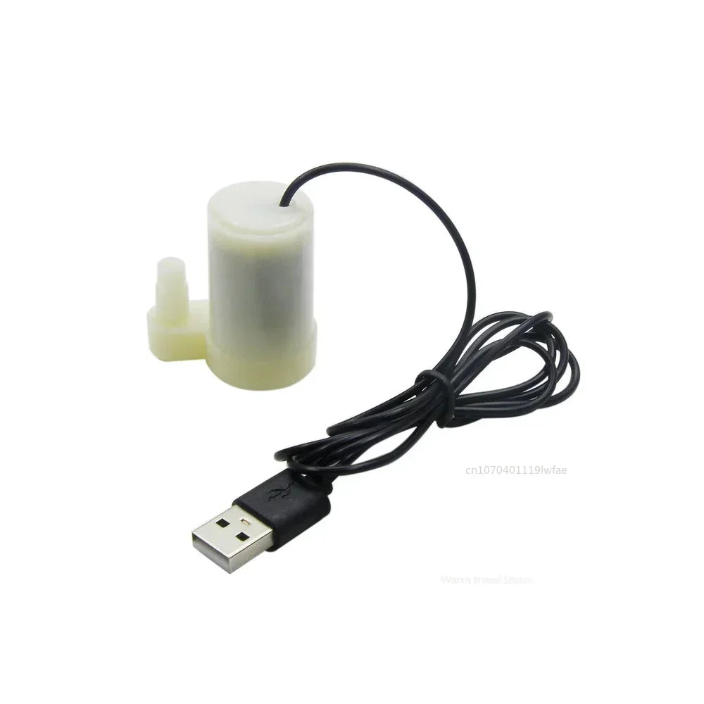 Bomba de agua portátil sumergible con motor sin escobillas USB de 5 V CC, súper silenciosa, para pecera hidropónica, fuente artesanal de circulación de agua