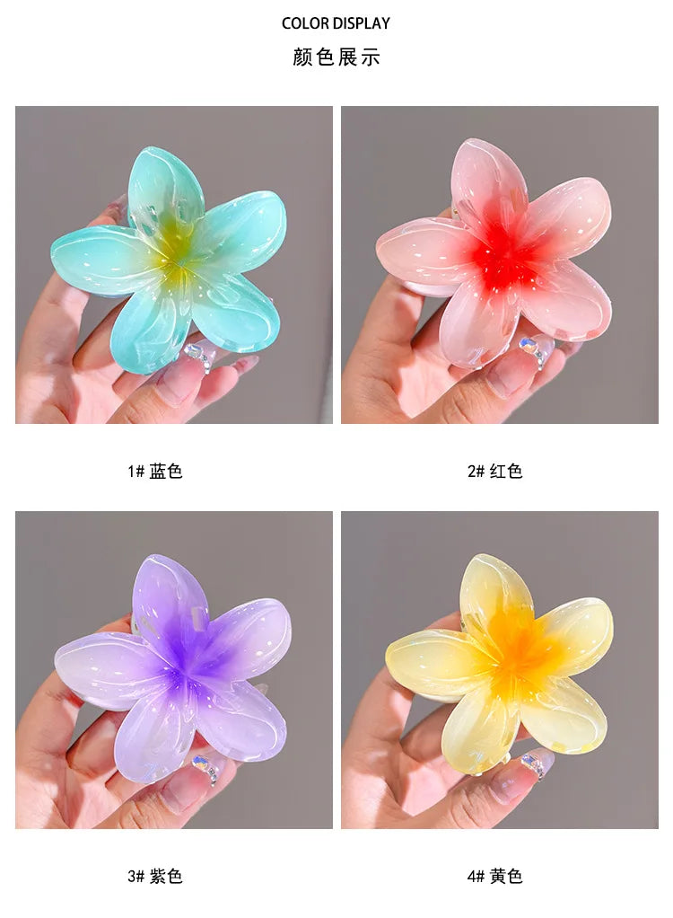 Bohemian Beach Vacation Lily Flower Hair Claw Sweet Hair Clip for Women Floral  Claws Fashion Girl  Accessories Gift