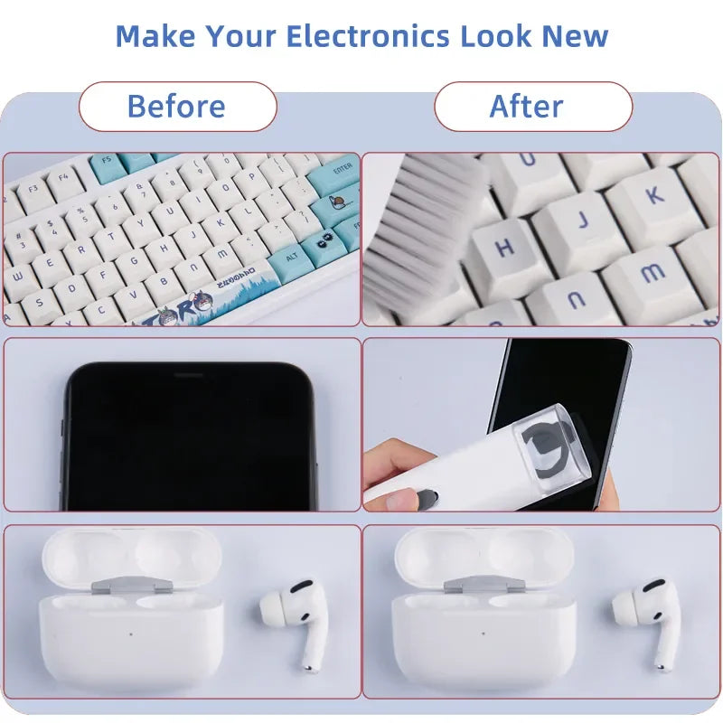 Kit de limpieza de teclado 7 en 1 para portátiles con extractor de teclas, cepillo de limpieza multifuncional para teclado para Airpods Phone